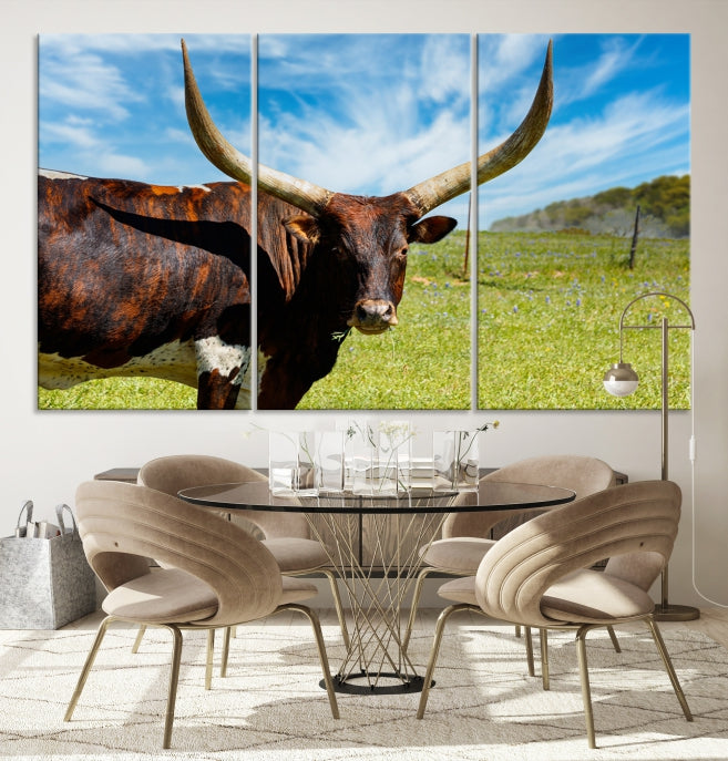 Big Horn and Cow Large Wall Art Canvas Print