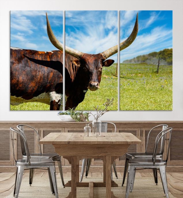 Big Horn and Cow Large Wall Art Canvas Print