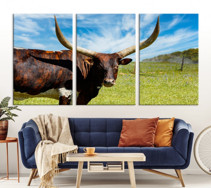 Big Horn and Cow Large Wall Art Canvas Print