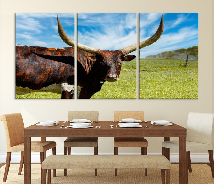 Big Horn and Cow Large Wall Art Canvas Print