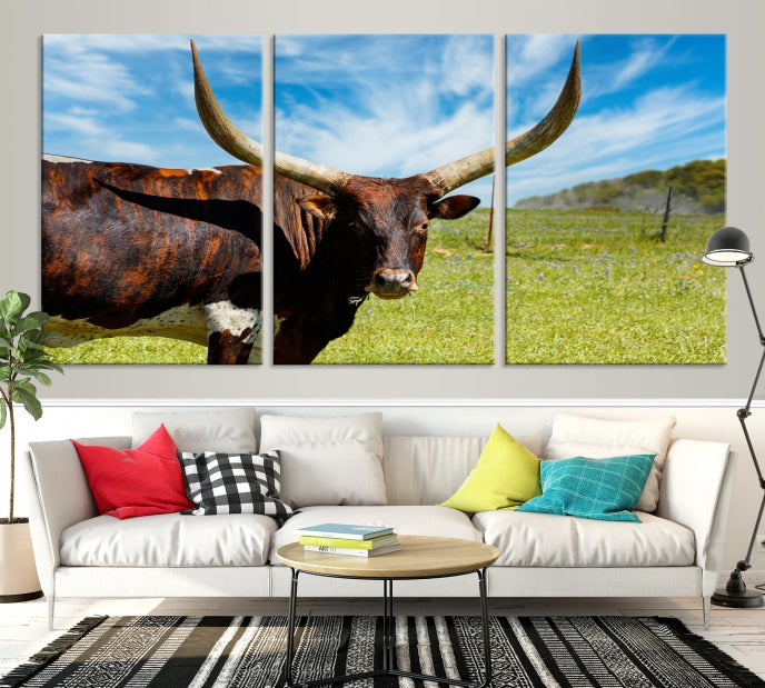 Big Horn and Cow Large Wall Art Canvas Print