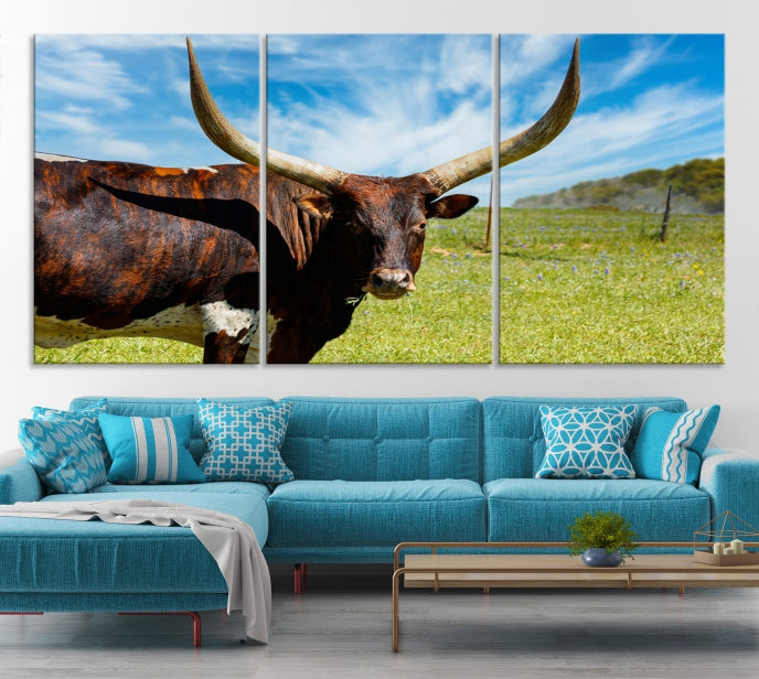 Big Horn and Cow Large Wall Art Canvas Print