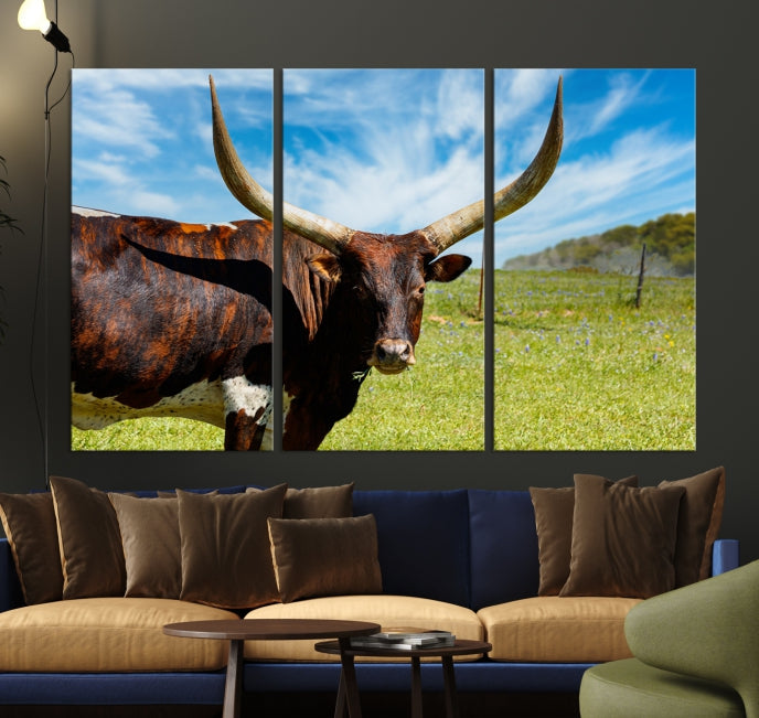 Big Horn and Cow Large Wall Art Canvas Print