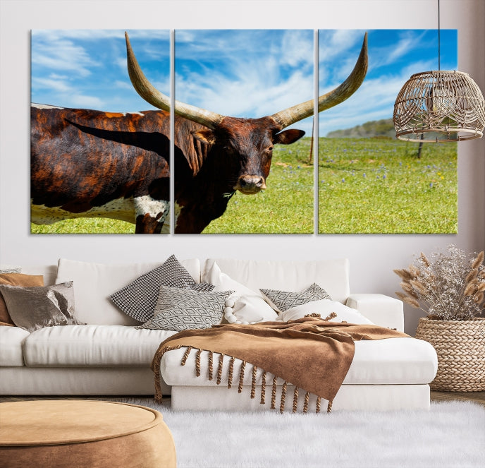 Big Horn and Cow Large Wall Art Canvas Print