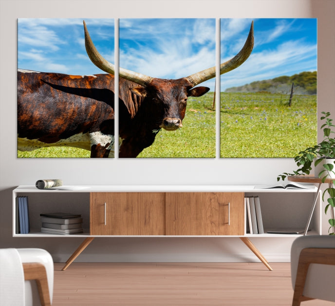 Big Horn and Cow Large Wall Art Canvas Print