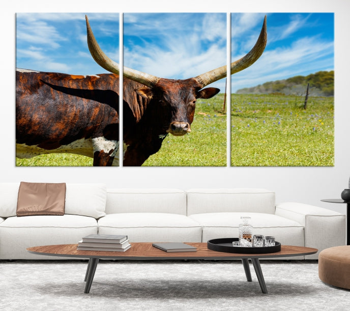 Big Horn and Cow Large Wall Art Canvas Print