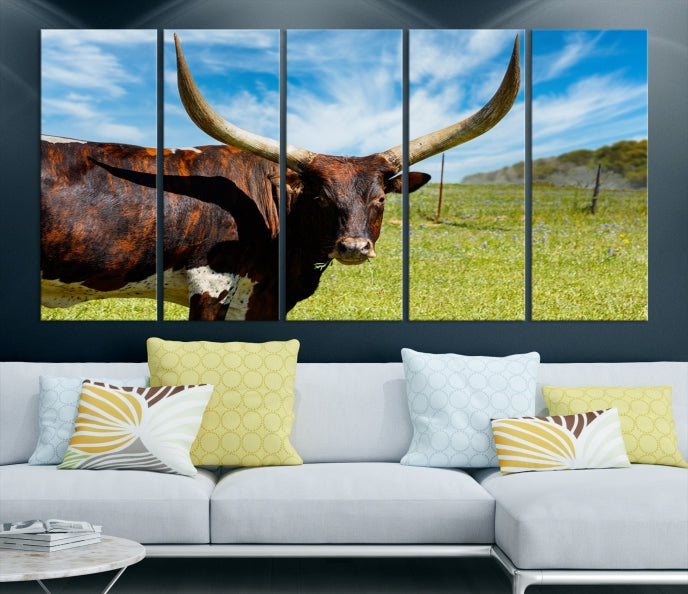 Big Horn and Cow Large Wall Art Canvas Print