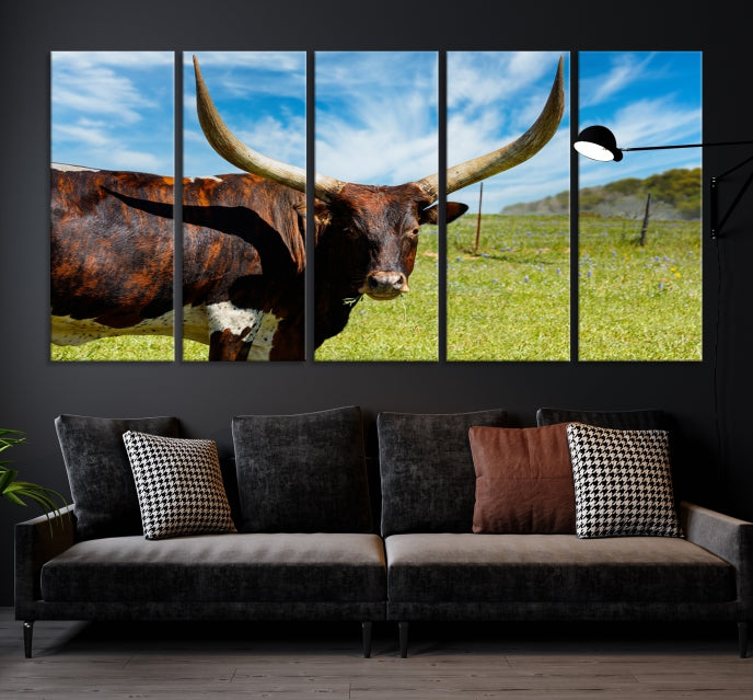 Big Horn and Cow Large Wall Art Canvas Print