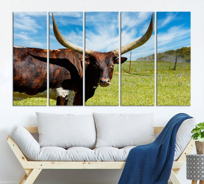 Big Horn and Cow Large Wall Art Canvas Print