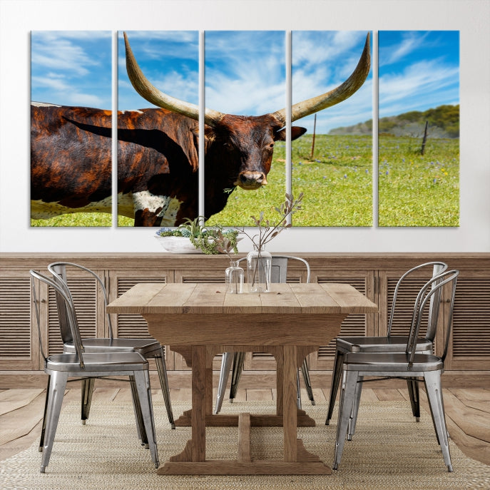 Big Horn and Cow Large Wall Art Canvas Print