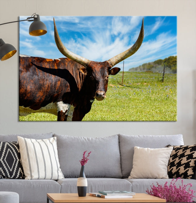 Big Horn and Cow Large Wall Art Canvas Print