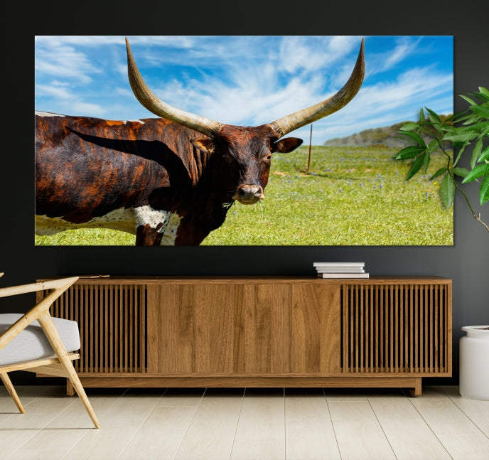 Big Horn and Cow Large Wall Art Canvas Print