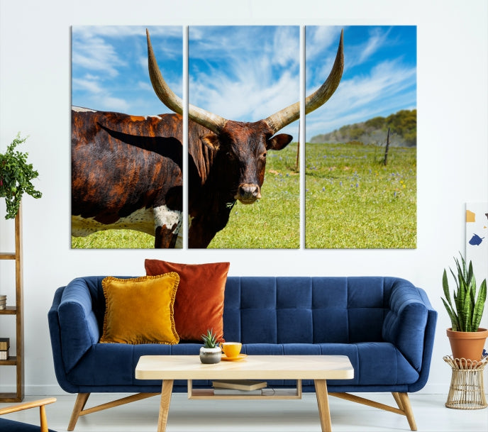 Big Horn and Cow Large Wall Art Canvas Print