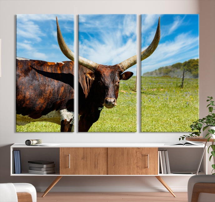 Big Horn and Cow Large Wall Art Canvas Print