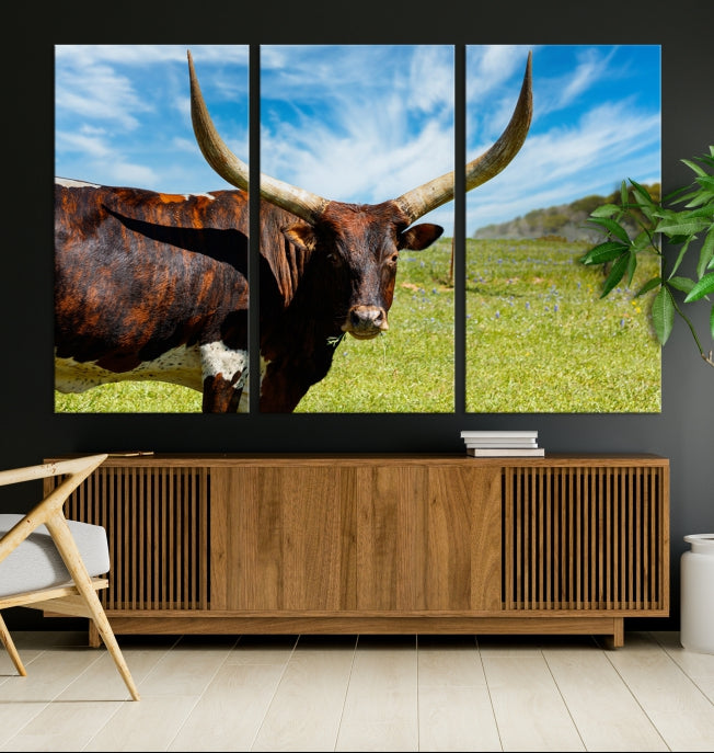 Big Horn and Cow Large Wall Art Canvas Print