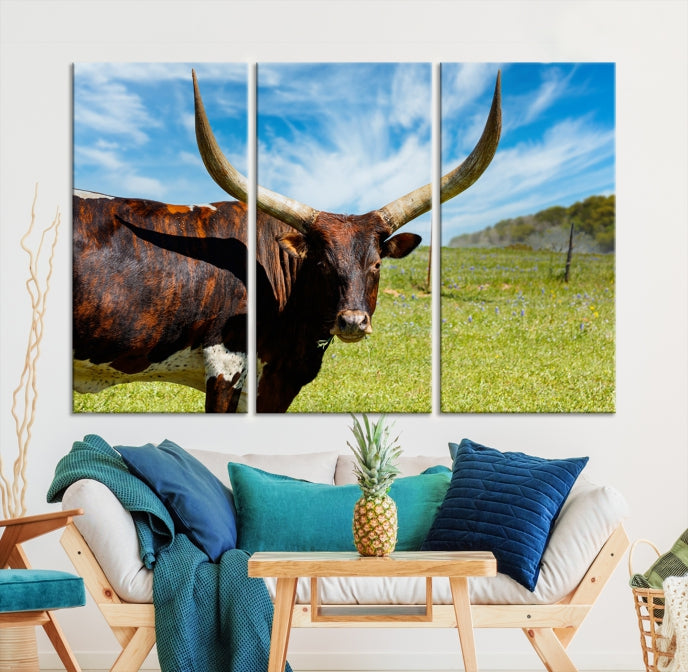 Big Horn and Cow Large Wall Art Canvas Print