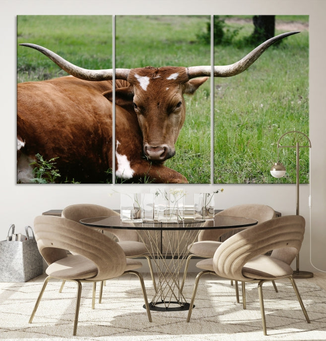 Big Horn Cow Animal Large Wall Art Canvas Print