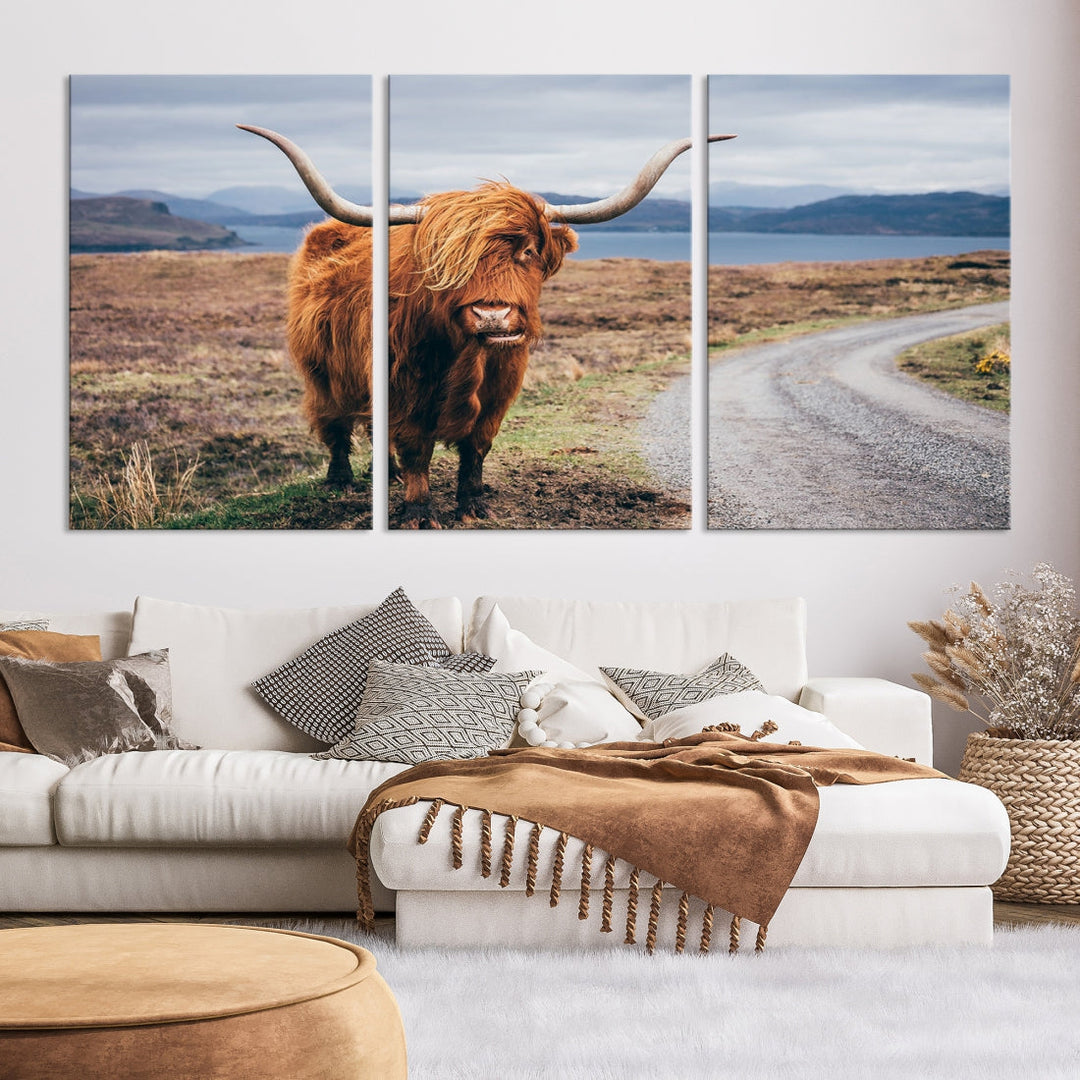 Big Horn Highland Cow Canvas Wall Art Print Animal Photograph Art Canvas