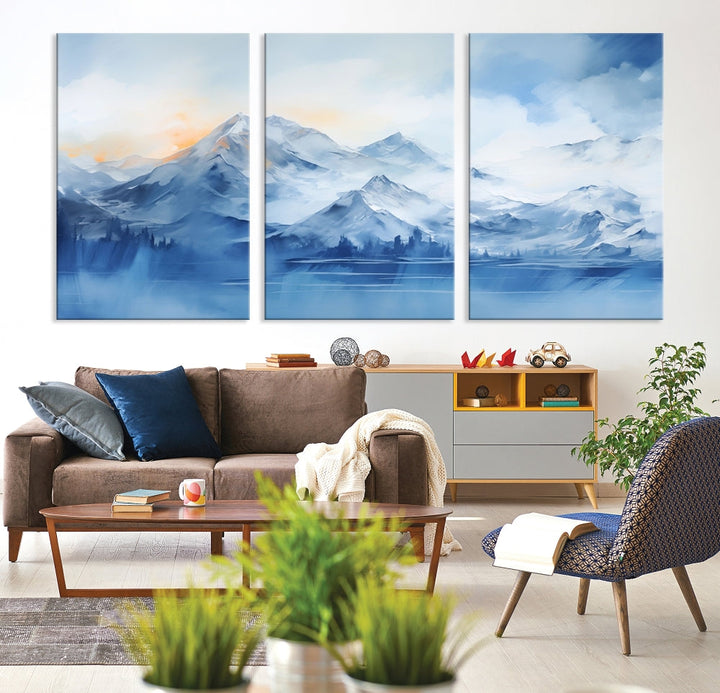 Big Mountain Wall Art Print Snowy Winter Landscape Canvas Painting Nature Art