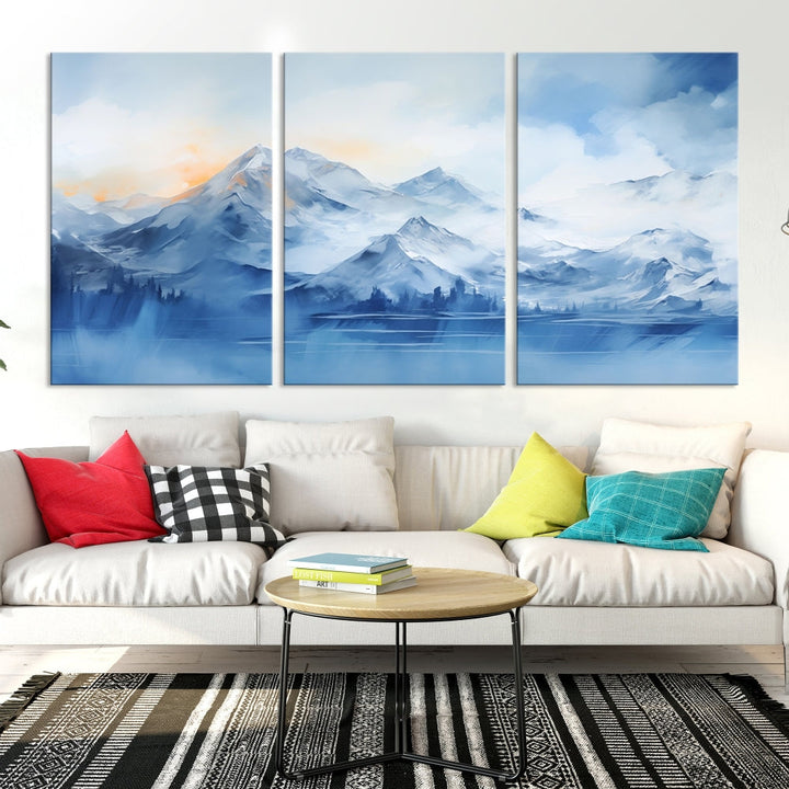 Big Mountain Wall Art Print Snowy Winter Landscape Canvas Painting Nature Art