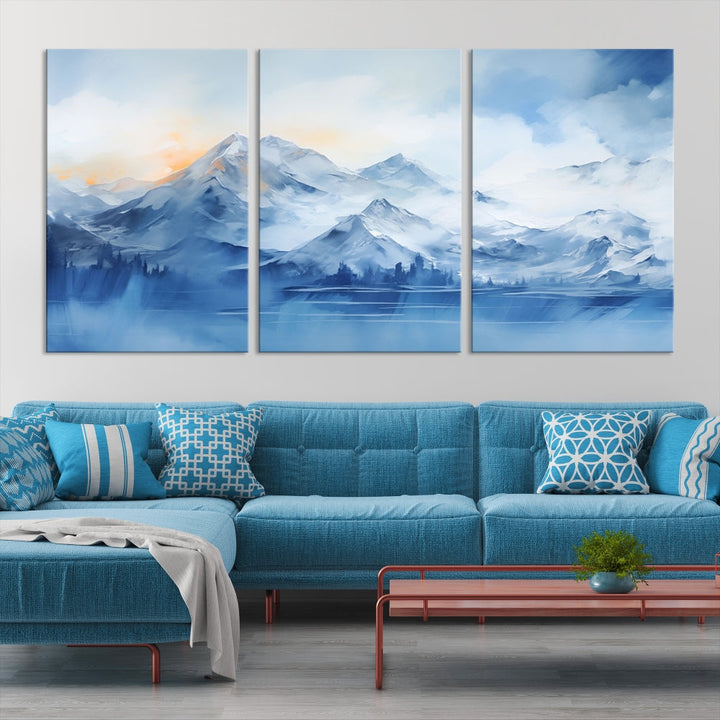 Big Mountain Wall Art Print Snowy Winter Landscape Canvas Painting Nature Art