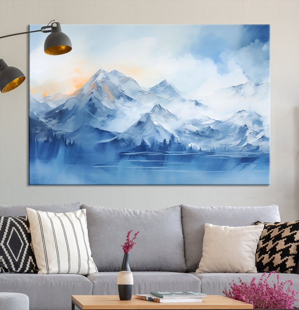 Big Mountain Wall Art Print Snowy Winter Landscape Canvas Painting Nature Art