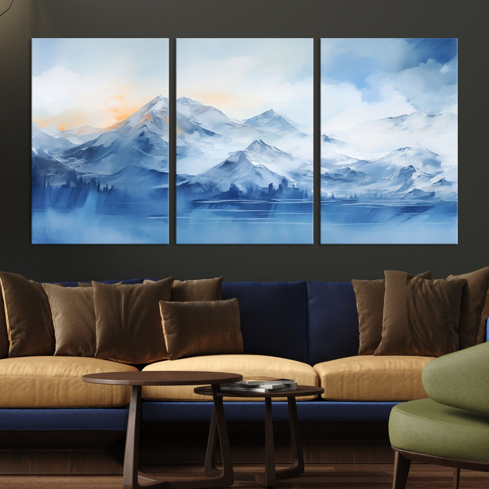 Big Mountain Wall Art Print Snowy Winter Landscape Canvas Painting Nature Art