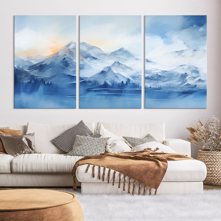 Big Mountain Wall Art Print Snowy Winter Landscape Canvas Painting Nature Art