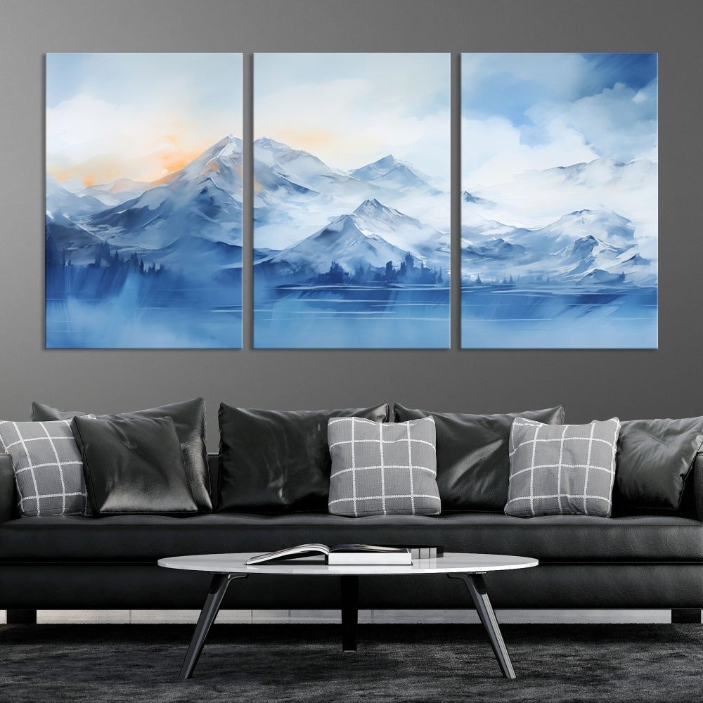 Big Mountain Wall Art Print Snowy Winter Landscape Canvas Painting Nature Art