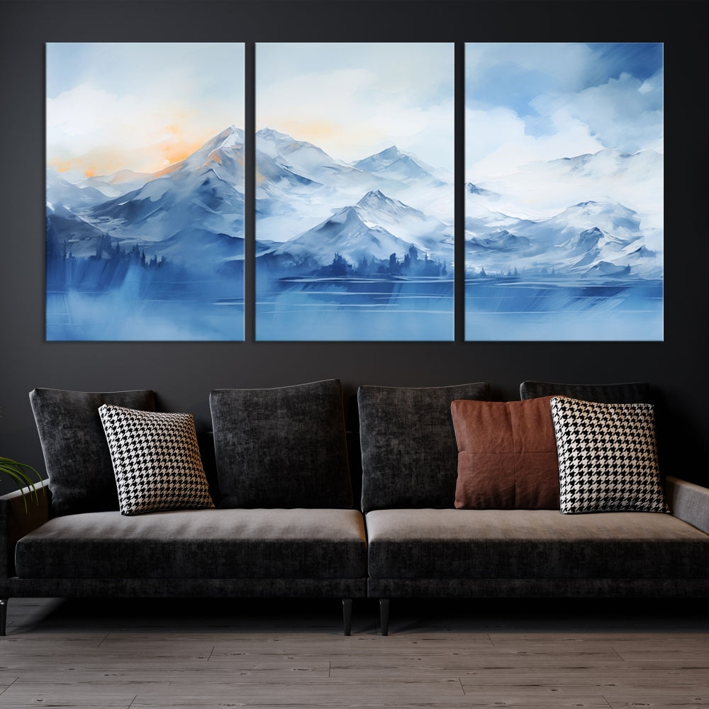 Big Mountain Wall Art Print Snowy Winter Landscape Canvas Painting Nature Art