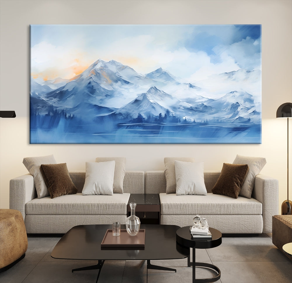 Big Mountain Wall Art Print Snowy Winter Landscape Canvas Painting Nature Art