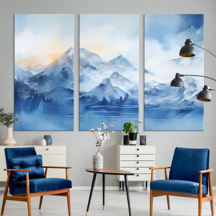 Big Mountain Wall Art Print Snowy Winter Landscape Canvas Painting Nature Art