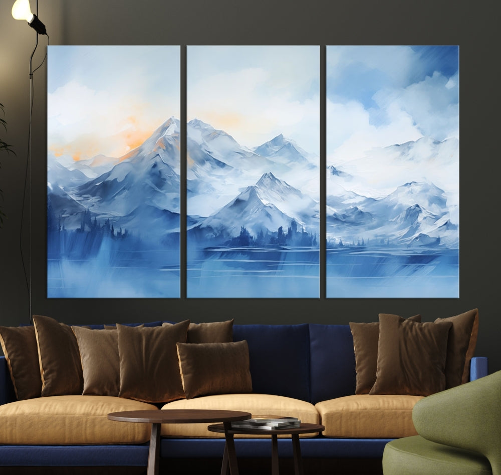 Big Mountain Wall Art Print Snowy Winter Landscape Canvas Painting Nature Art