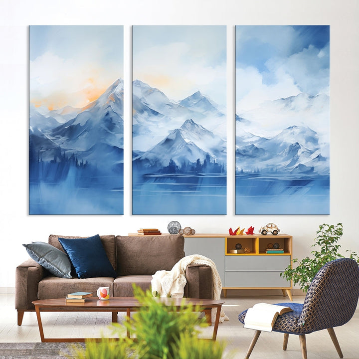 Big Mountain Wall Art Print Snowy Winter Landscape Canvas Painting Nature Art