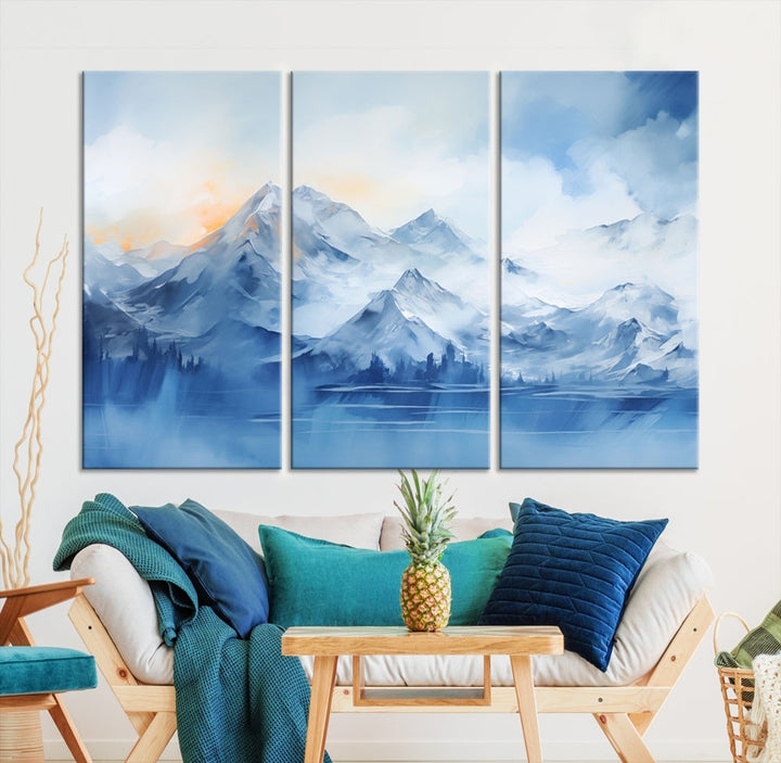 Big Mountain Wall Art Print Snowy Winter Landscape Canvas Painting Nature Art