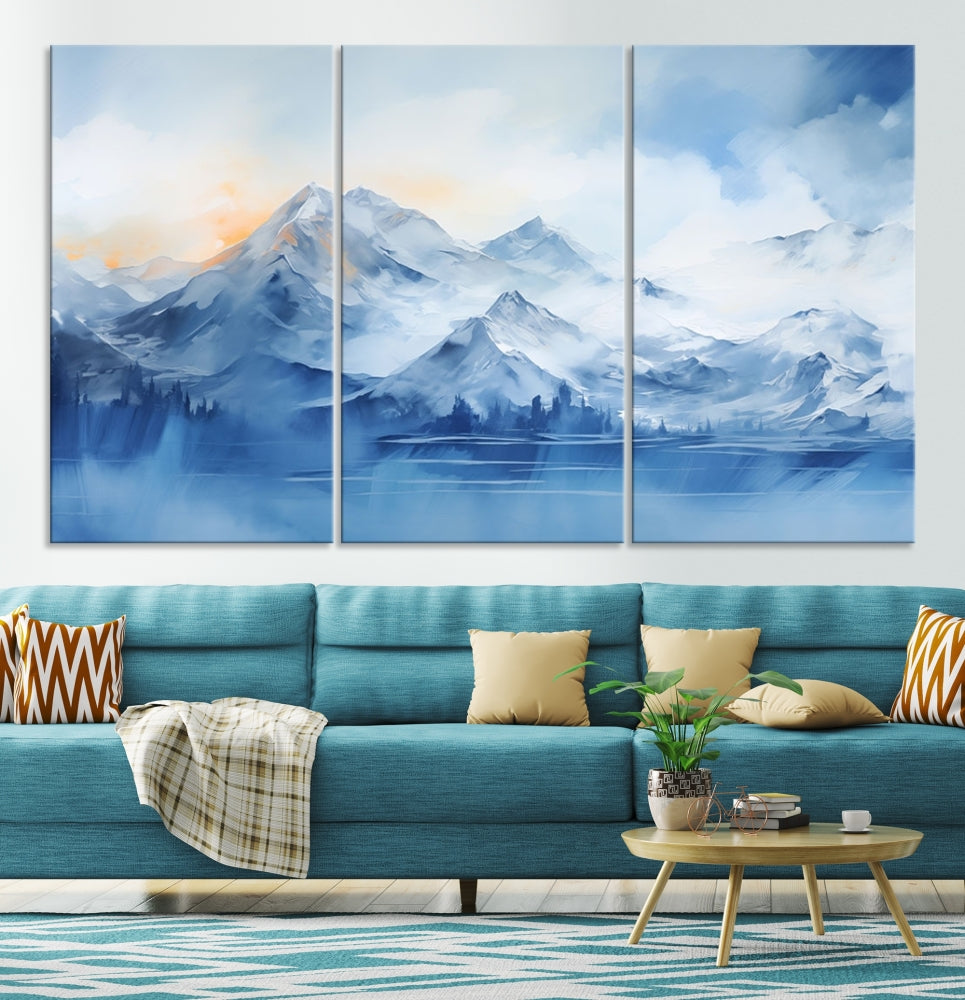 Big Mountain Wall Art Print Snowy Winter Landscape Canvas Painting Nature Art