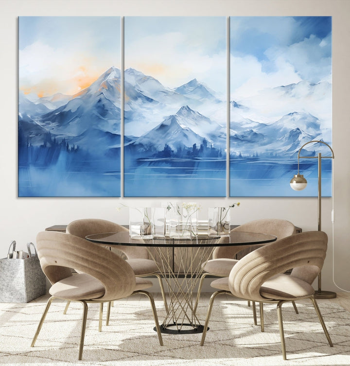 Big Mountain Wall Art Print Snowy Winter Landscape Canvas Painting Nature Art