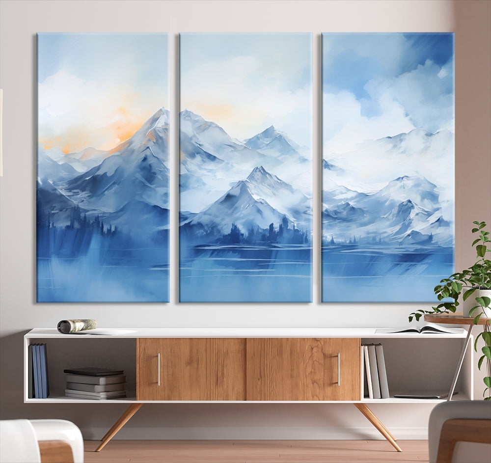 Big Mountain Wall Art Print Snowy Winter Landscape Canvas Painting Nature Art