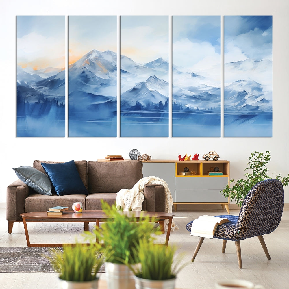 Big Mountain Wall Art Print Snowy Winter Landscape Canvas Painting Nature Art