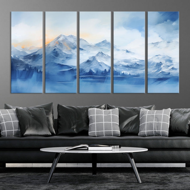 Big Mountain Wall Art Print Snowy Winter Landscape Canvas Painting Nature Art