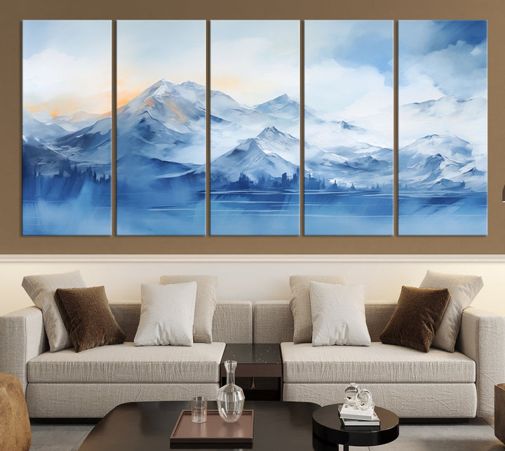 Big Mountain Wall Art Print Snowy Winter Landscape Canvas Painting Nature Art