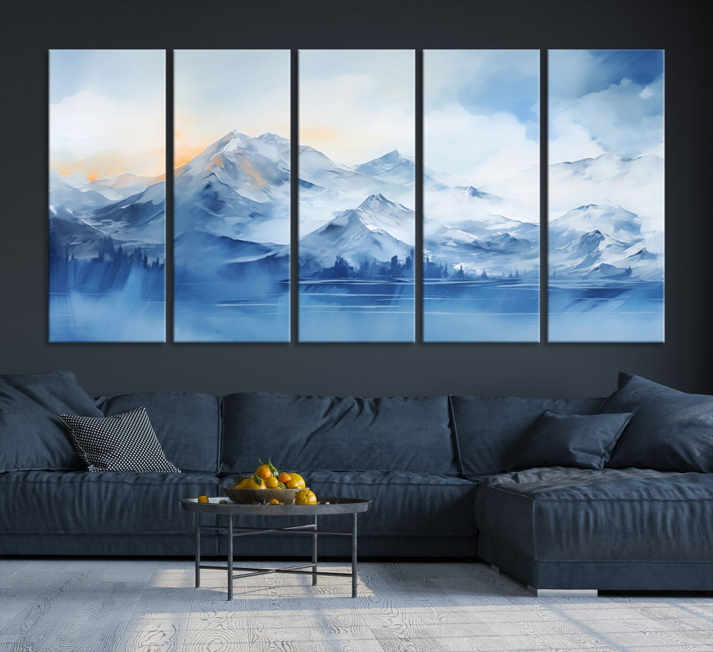 Big Mountain Wall Art Print Snowy Winter Landscape Canvas Painting Nature Art