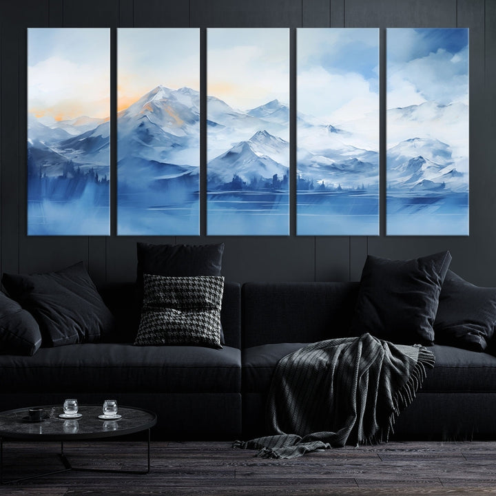 Big Mountain Wall Art Print Snowy Winter Landscape Canvas Painting Nature Art