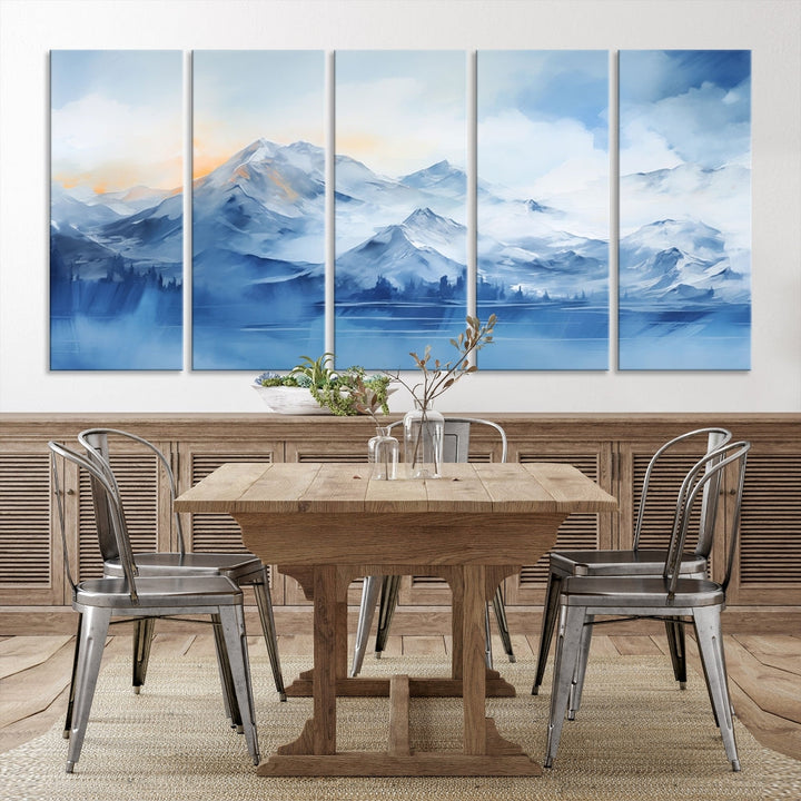 Big Mountain Wall Art Print Snowy Winter Landscape Canvas Painting Nature Art