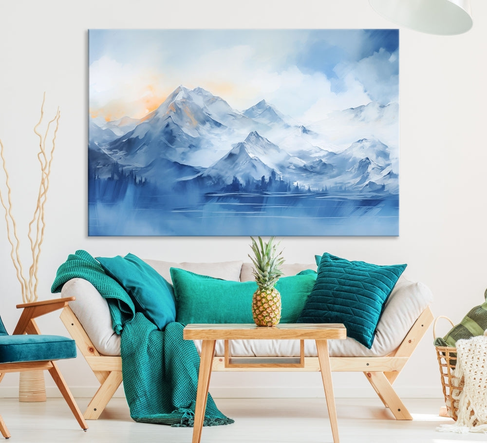 Big Mountain Wall Art Print Snowy Winter Landscape Canvas Painting Nature Art