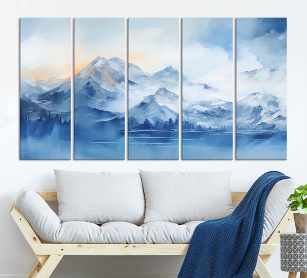 Big Mountain Wall Art Print Snowy Winter Landscape Canvas Painting Nature Art