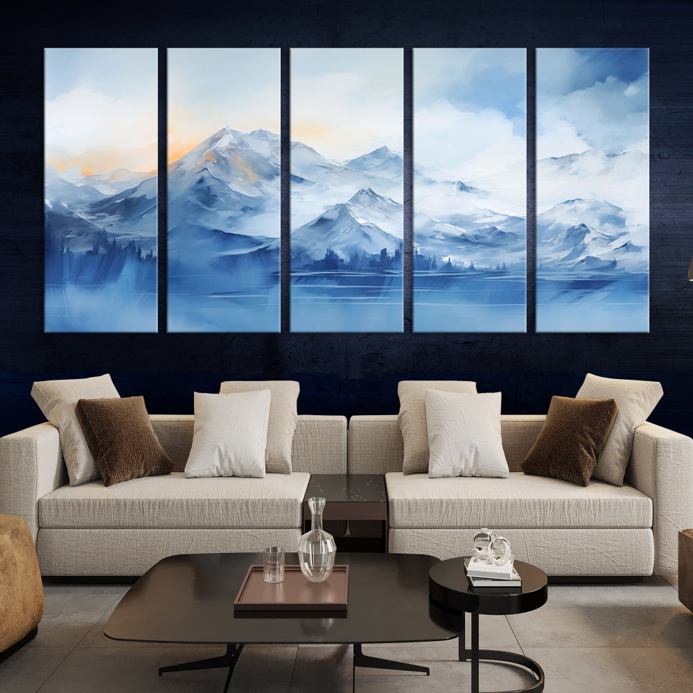 Big Mountain Wall Art Print Snowy Winter Landscape Canvas Painting Nature Art