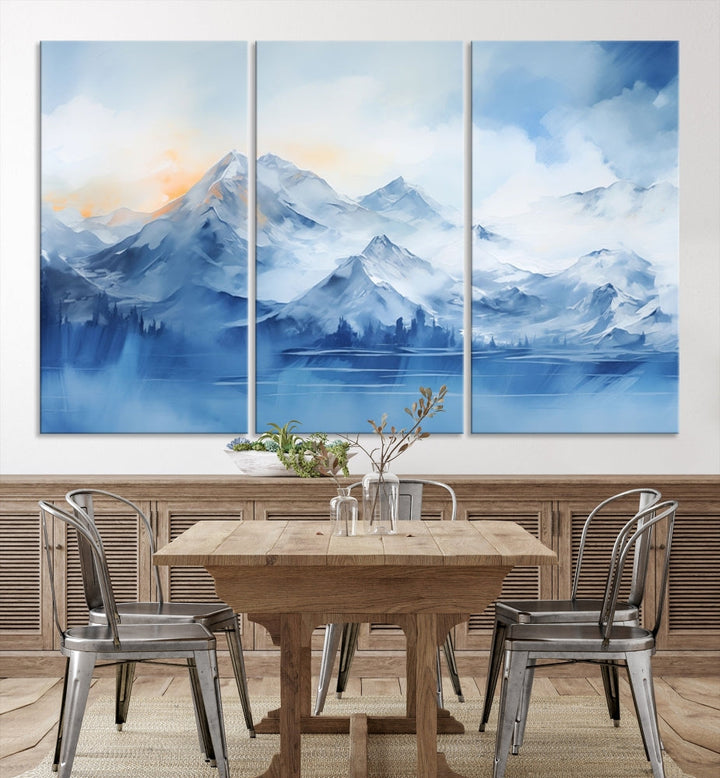 Big Mountain Wall Art Print Snowy Winter Landscape Canvas Painting Nature Art