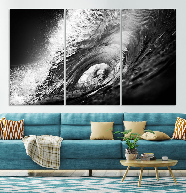 Big Surfwave Ocean Canvas Wall Art Beach Surf Artwork for Living Room Decor