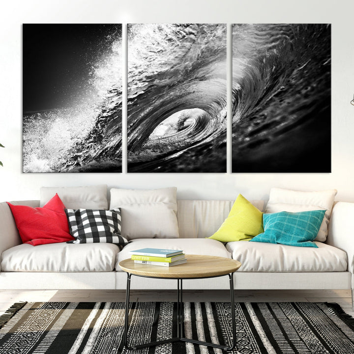 Big Surfwave Ocean Canvas Wall Art Beach Surf Artwork for Living Room Decor